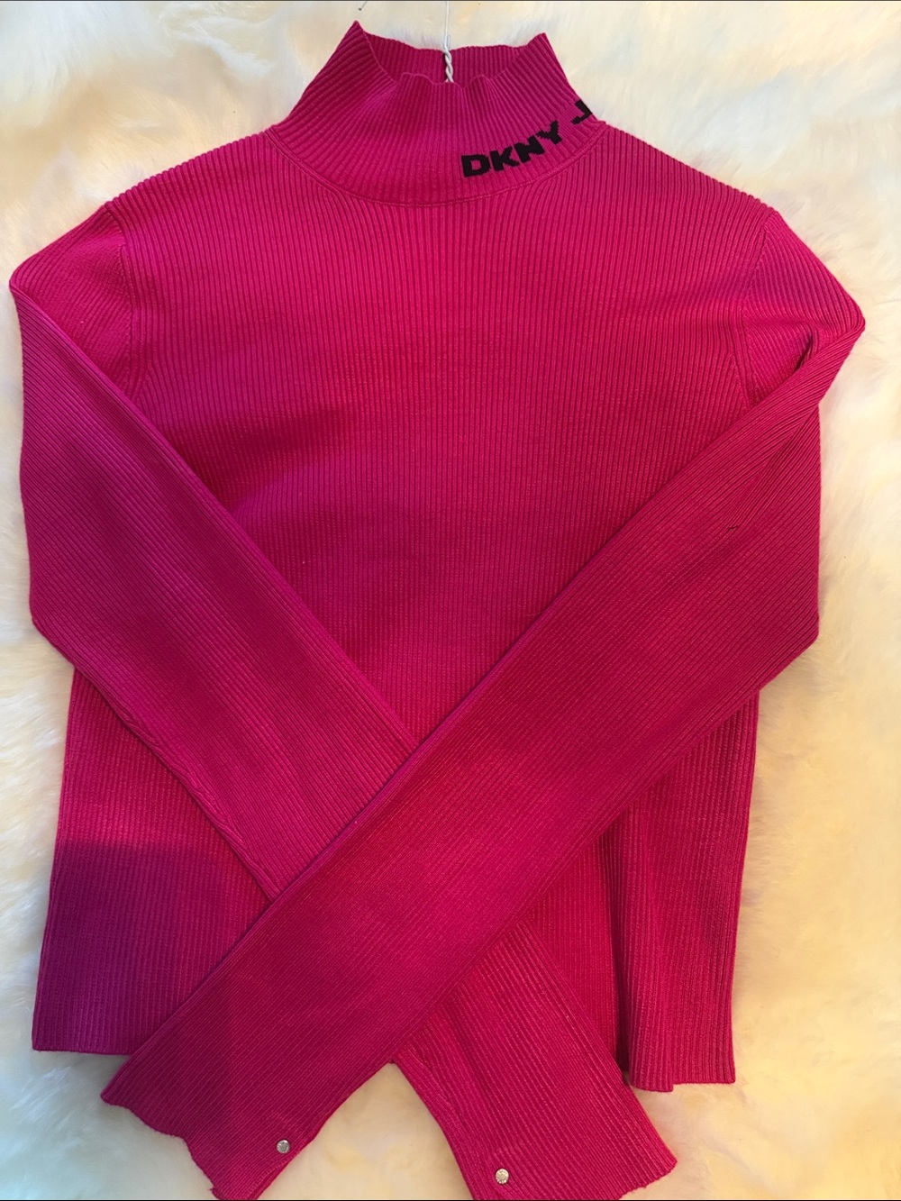 DKNY Hot Pink Ribbed Turtleneck Sweater